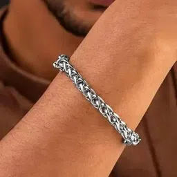 FIMBUL Men Stainless Steel Silver Curb Link Bracelet-image-11