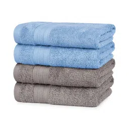 MYTRIDENT 4 Pieces Grey & Blue Ultra-Soft Super Absorbent Pure Cotton Hand Towels-image-50