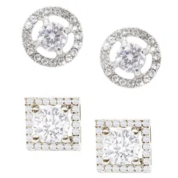 fabula Set of 2 Cubic Zirconia Studded Round & Square Shaped Studs image 3