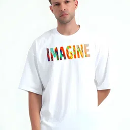 KAIDO Typography Printed Round Neck Drop-Shoulder Sleeves Cotton Oversized T-shirt-picture-27