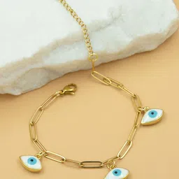 ARTKLIM Stainless Steel Gold-Plated Anti Tarnish Evil Eye Wraparound Bracelet-image-96