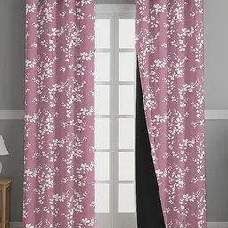 BFAM Pink Floral Printed Thermal Insulated 2 Pieces Window Black Out Eyelet Curtains-picture-37