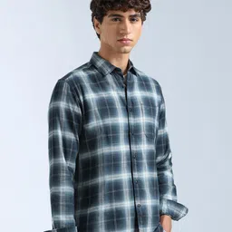 Flying Machine Checked Spread Collar Long Sleeves Cotton Shirt image 4