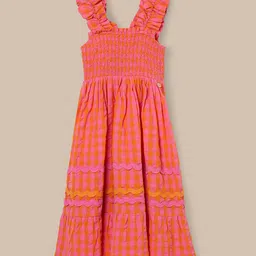 Angel & Rocket Girls Ric Rac Checked Smocked Fit & Flare Midi Dress image 2