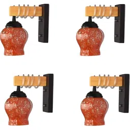 1ST TIME Orange & Orange Textured Wood Wall Lamp image 3