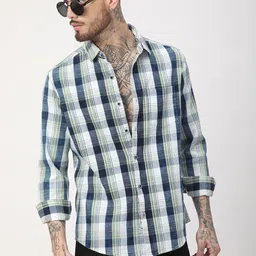 VASTRADO Men Classic Slim Fit Tartan Checks Checked Casual Shirt image 2