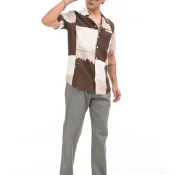 Estilocus Men Standard Fit Colourblocked Spread Collar Cotton Casual Shirt-image-50