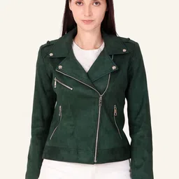 Leather Retail Women Solid Biker Jacket-picture-23