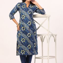 PIROH Bandhani Printed Angrakha Sequinned Pure Cotton Kurta With Trousers-picture-10