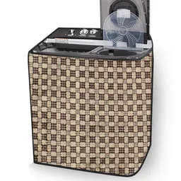 The Furnishing Tree Washing Machine Cover Checkered Pattern Brown Compatible for Whirlpool 7.8 Kg S image 2