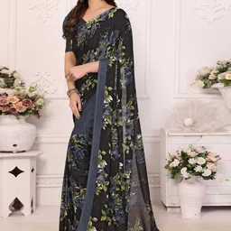 MAHALASA Floral Pure Georgette Handloom Saree image 4