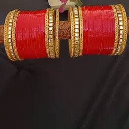 EVY Set Of 38 Gold-Plated Cubic Zirconia & Kundan Studded Bangles-picture-39