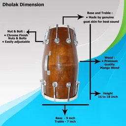 amro Professional Dholak Blue DB5 Nut & Bolts Dholak image 2