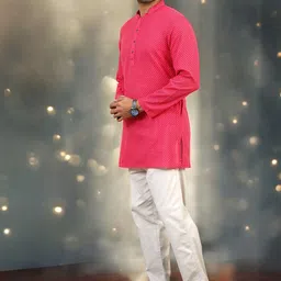 TATTVA Men Tribal Thread Work Kurta image 4