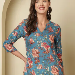 Anouk Print Mandarin Collar Top image 2