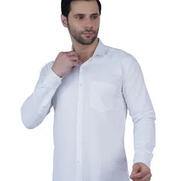 YASA CREATION Men Solid Spread Collar Cotton Casual Shirt image 2
