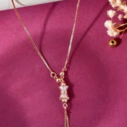 VOJ Stainless Steel Rose Gold-Plated American Diamond Studded Chain-picture-22