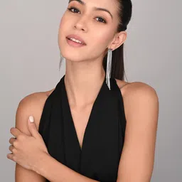 Reenisaa Silver Plated Contemporary Shape Drop Earrings image 3