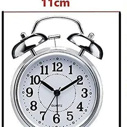 gmee Alloy Steel, Glass Twin Bell Edition Vintage Look Table Alarm Clock (Silver) Fire Alarm Box image 4