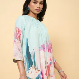 Marigold Lane Print Mandarin Collar Top image 5