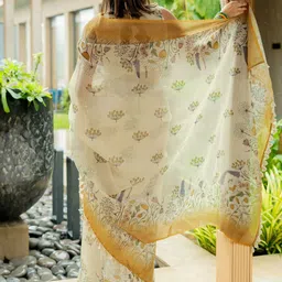 KALINI Floral Printed Muga Saree image 3