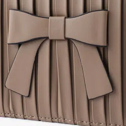 DressBerry Textured PU Structured Satchel with Bow & Faux Fur Detail image 5