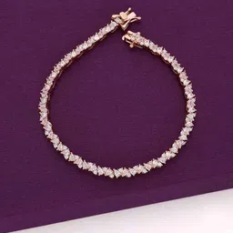 KAI JEWEL Women 92.5 Silver CZ-Stone Rose Gold-Plated Rectangle Baguettes Link Bracelet-picture-12