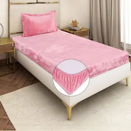 REALDREAM Pink 300 TC Single Bedsheet with 1 Pillow Covers-picture-14