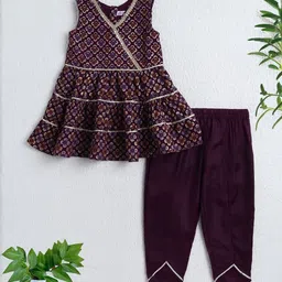 The Magic Wand Girls Ethnic Motifs Printed Tiered Gotta Patti Kurta with Trousers-picture-36