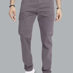 THE BEETEL HOUSE Men Relaxed Straight Leg Easy Wash Cargos Trousers-image-96