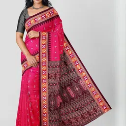 ETHNIC ODISHA HANDLOOM Ethnic Motifs Pure Cotton Handloom Sambalpuri Saree-picture-21