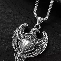 P. R. PRINTS Stainless Steel Silver-Plated American Eagle Pendants With Chains-picture-23