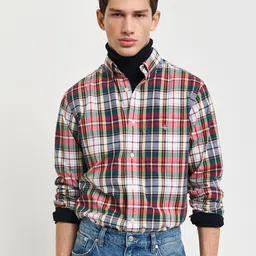 GANT Men Button-Down Collar Tartan Checked Cotton Casual Shirt-picture-31