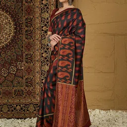 Mitera Floral Silk Blend Bagru Saree image 2