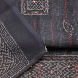 Meena Bazaar Printed Art Silk Unstitched Dress Material image 5