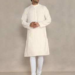 Fabindia Men Solid Mandarin Collar Kurta-picture-26