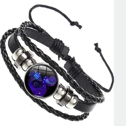 Ringzinnie Unisex Leather Artificial Stones Studded & Beaded Wraparound Bracelet-picture-21