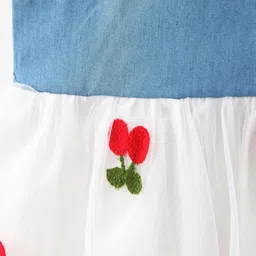 hopscotch White and Blue Fruit Print Sleeveless Casual Dress with Hat image 5