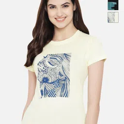 Tromko Women Pack of 3 Typography Printed Round Neck Cotton Regular Fit T-shirts-picture-16