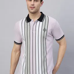 Duke Men Striped Polo Collar Monochrome Pockets Slim Fit T-shirt-image-8