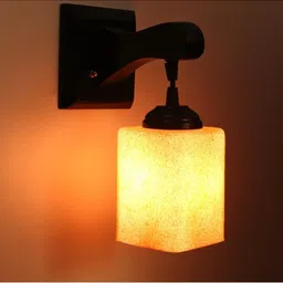 1ST TIME Orange & Black Textured Wood Square Shaped Wall Lamp image 4