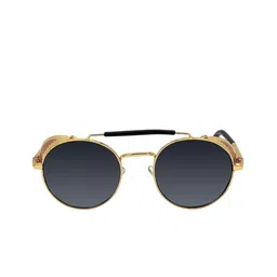 SPADEACES Unisex Black Lens & Gold-Toned Round Sunglasses With UV Protected Lens image 3