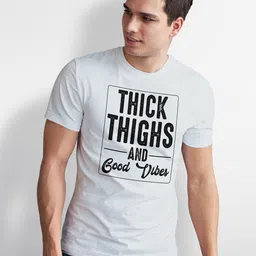 Seekbuylove Men Bio Finish Thick Thighs Good Vibes Round Neck Pure Cotton T-shirt-picture-28
