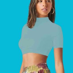 Dream Beauty Fashion High Neck Fitted Crop Top-picture-49