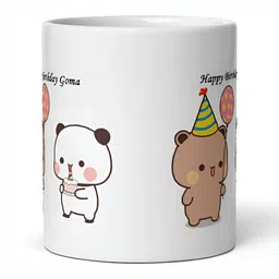Mr UVD White & Beige Cartoon Characters Printed Ceramic Glossy Mug 350 ml image 4