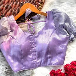 HERE&NOW Embellished Alterable Organza Saree Blouse with Elegant Design image 2