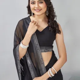 SAJAVAT ETHENIC WEAR Embellished Zari Pure Georgette Saree image 4