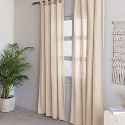 HOMEMONDE Beige Set of 2 Sheer Window Curtain image 3