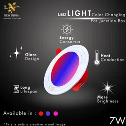 new india lighting Deep Light Color Changing for Junction Box 7 Watt pack of 2 Recessed Ceiling Light Ceiling Lamp image 4