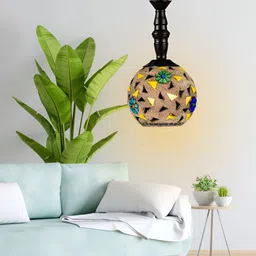 KINIS Black & White Textured Glass Spherical Shaped Ceiling Lamp image 5